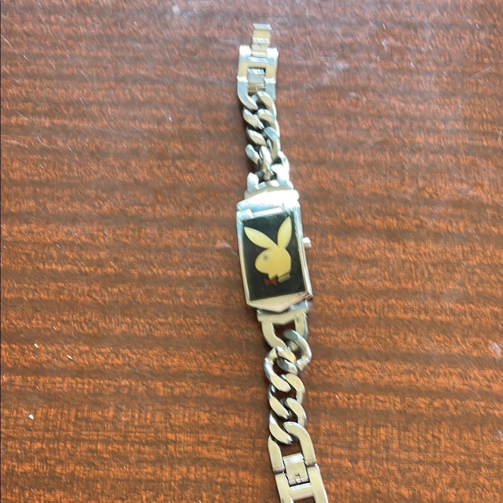 Silver Playboy Logo Bracelet Watch